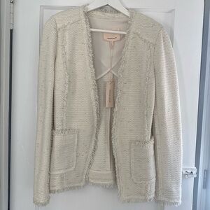 Rebecca Taylor Cream Knit Sparkle Blazer NWT